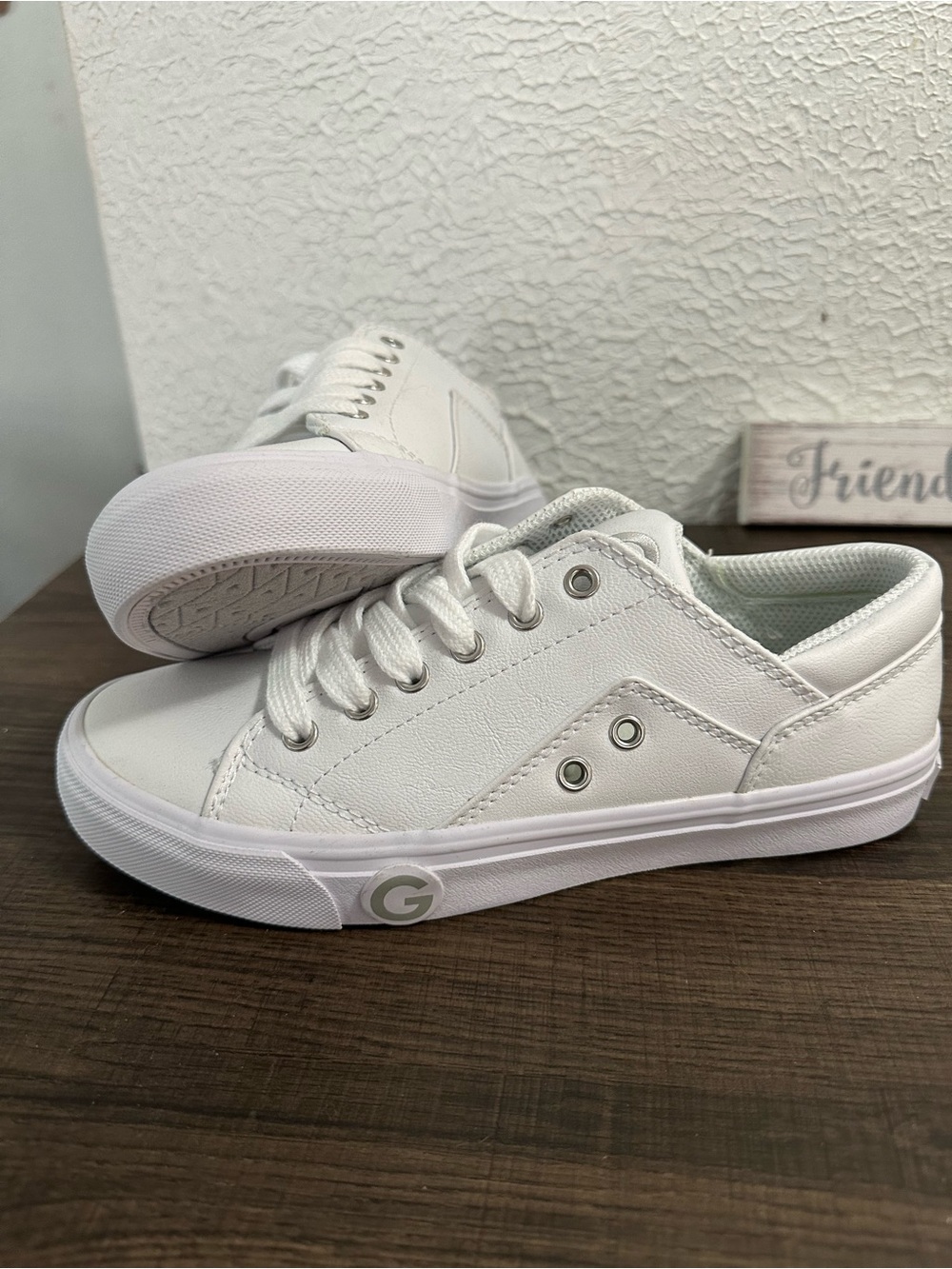 G by Guess White Low-Top Lace-Up Sneakers